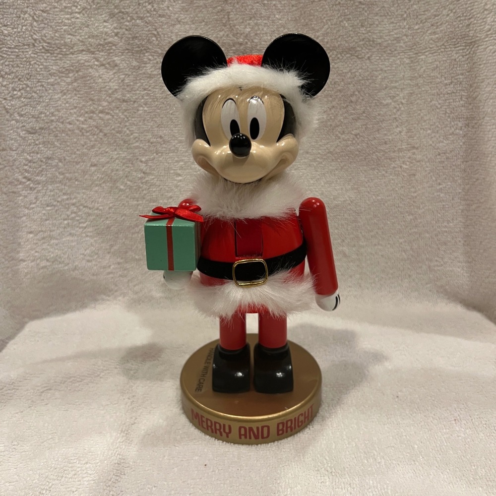 9" Disney Mickey Mouse Santa Nutcracker Christmas Merry And Bright Present